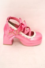 画像8: Chalmiere / ダブルリボンスカラップパンプス S 濃ピンク O-26-04-09-1058-0-SH-OW-ZTK052 (8)
