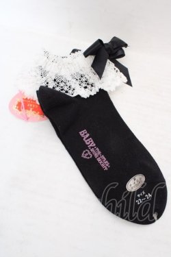 画像1: BABY,THE STARS SHINE BRIGHT / トーションレースクルー丈ソックス  クロ×シロ O-26-04-09-1062-BA-ZA-IG-OS
