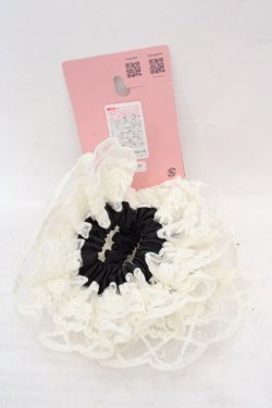 画像2: m petit by misako / AMレース2Pシュシュ  アイボリー×クロ O-26-04-09-1087-LO-ZA-IG-OS