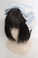 画像1: Angelic Pretty / Heartヒロインリボンヘッドドレス(無地)  サックス O-26-04-09-1010-AP-AC-OW-ZT575 (1)