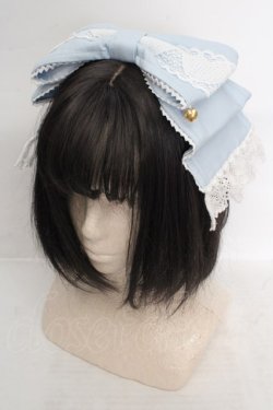 画像1: Angelic Pretty / Heartヒロインリボンヘッドドレス(無地)  サックス O-26-04-09-1010-AP-AC-OW-OS