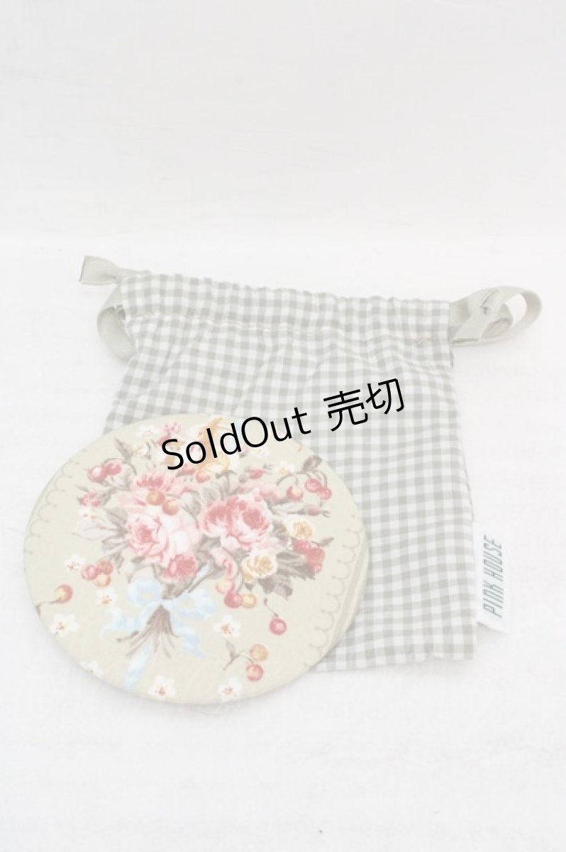 画像1: PINK HOUSE / 巾着入り丸型ミラー  グリーン O-26-04-09-1109-LO-ZA-IG-OS (1)