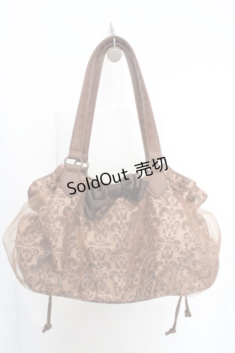 画像1: axes femme / アラベスク柄オーガンジー重ねバッグ 450×130×250mm ブラウン O-26-04-09-1122-AX-BG-IG-OS (1)