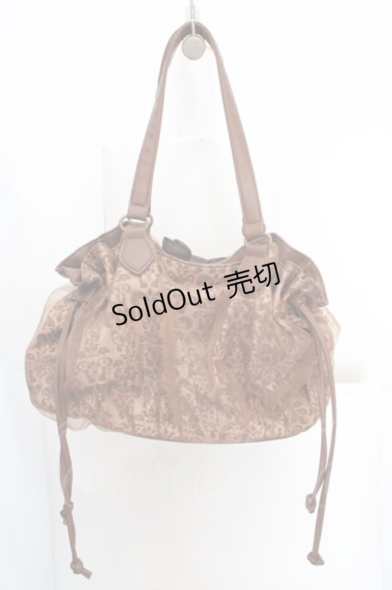 画像2: axes femme / アラベスク柄オーガンジー重ねバッグ 450×130×250mm ブラウン O-26-04-09-1122-AX-BG-IG-OS (2)