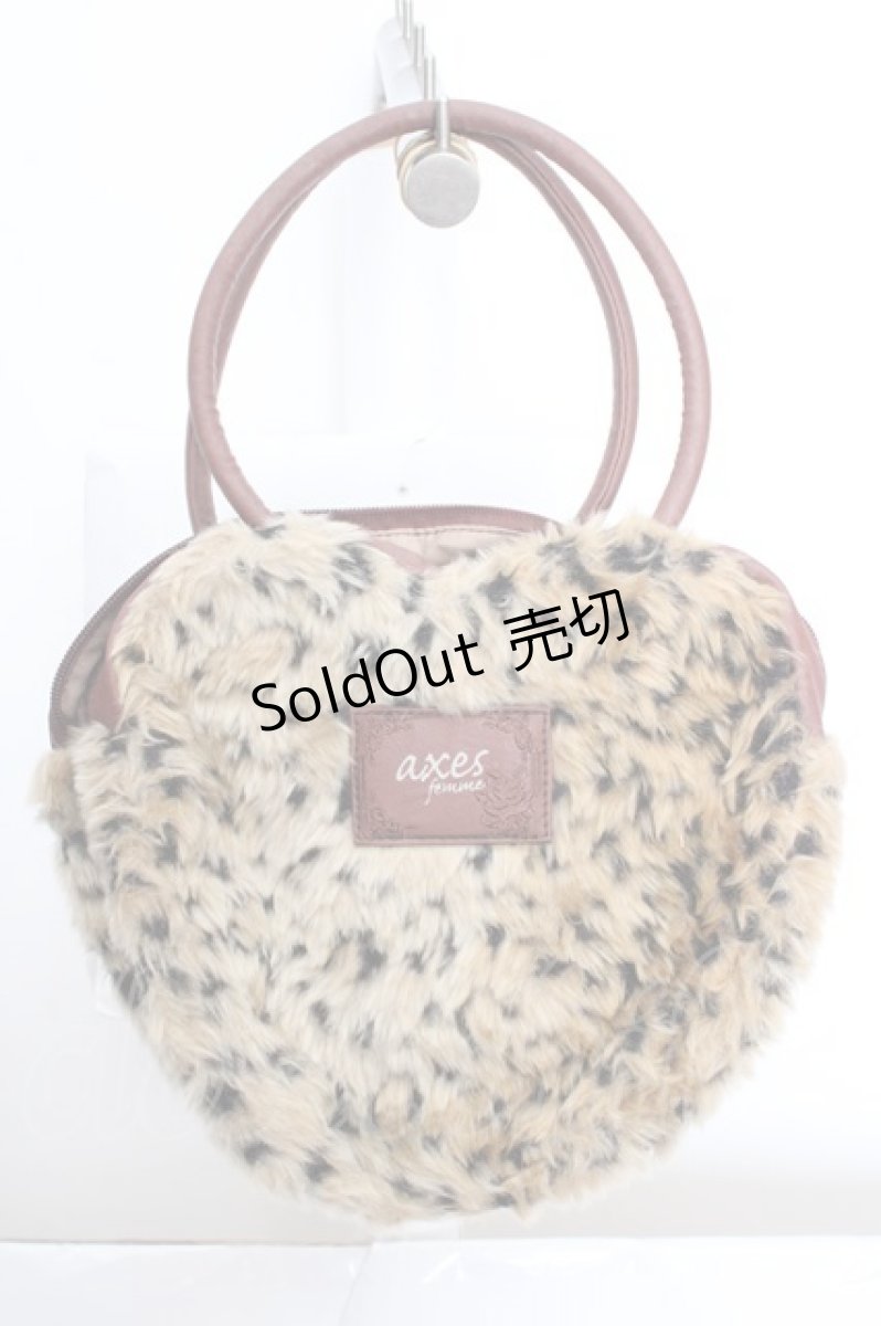画像1: axes femme / レオパードファーハート型バッグ  ブラウン O-26-04-09-1123-AX-BG-IG-ZTK012 (1)