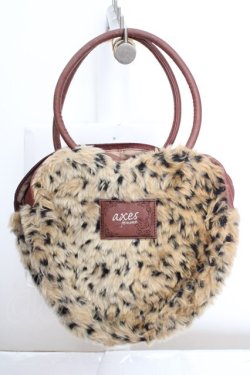 画像1: axes femme / レオパードファーハート型バッグ  ブラウン O-26-04-09-1123-AX-BG-IG-OS