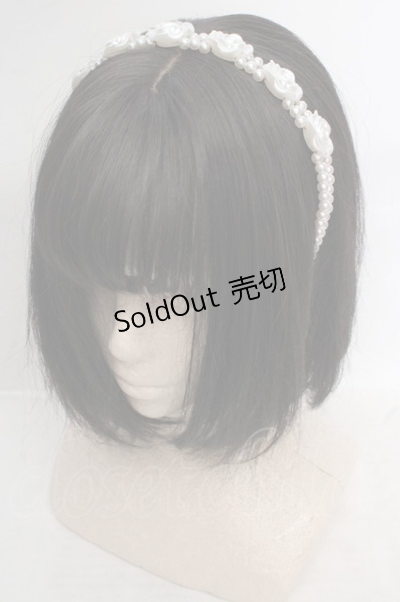 画像1: Jamie エーエヌケー / パールローズカチューシャ  シロ O-26-04-09-1013-LO-AC-OW-ZT424-F001 (1)