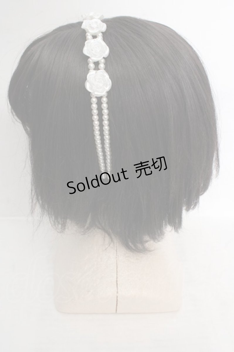 画像2: Jamie エーエヌケー / パールローズカチューシャ  シロ O-26-04-09-1013-LO-AC-OW-ZT424-F001 (2)