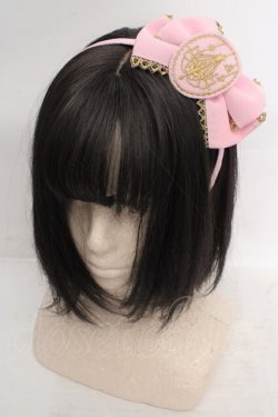 画像1: Angelic Pretty / グログランリボンシャンデリアワッペンカチューシャ  ピンク O-26-04-09-1018-AP-AC-OW-OS