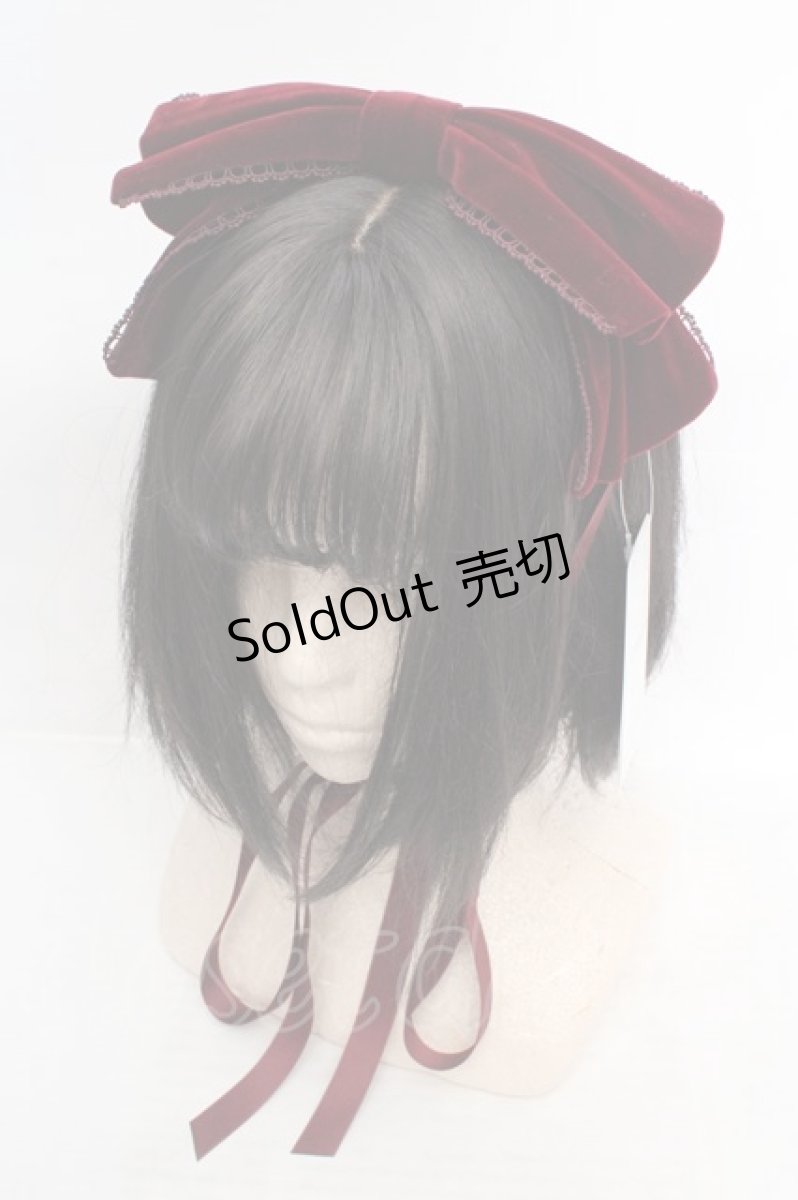 画像1: axes femme kawaii / ベロアリボンヘッドドレス  ワイン O-26-04-09-1003-AX-AC-IG-OS (1)