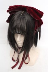 画像1: axes femme kawaii / ベロアリボンヘッドドレス  ワイン O-26-04-09-1003-AX-AC-IG-OS (1)