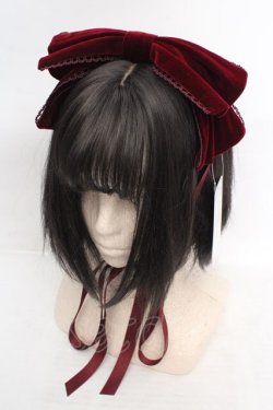 画像1: axes femme kawaii / ベロアリボンヘッドドレス  ワイン O-26-04-09-1003-AX-AC-IG-OS