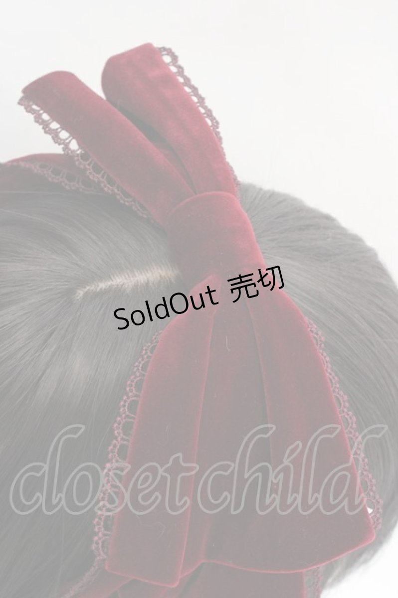 画像2: axes femme kawaii / ベロアリボンヘッドドレス  ワイン O-26-04-09-1003-AX-AC-IG-OS (2)