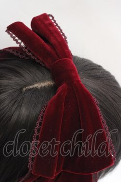 画像2: axes femme kawaii / ベロアリボンヘッドドレス  ワイン O-26-04-09-1003-AX-AC-IG-OS