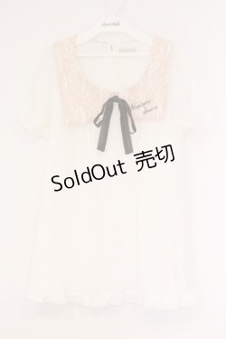 画像1: axes femme POETIQUE / レース襟Aラインプルブラウス M シロ×ピンク O-26-04-09-056-AX-BL-OW-OS