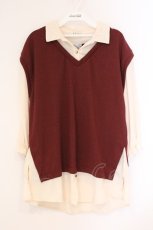 画像1: axes femme / ベストレイヤード風プルオーバー M ワイン O-26-04-09-057-AX-BL-OW-OS (1)
