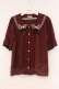 画像1: axes femme POETIQUE / 立体バラスカラップ襟半袖ブラウス M ワイン O-26-04-09-058-AX-BL-OW-OS (1)