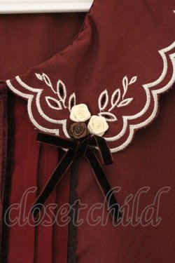 画像2: axes femme POETIQUE / 立体バラスカラップ襟半袖ブラウス M ワイン O-26-04-09-058-AX-BL-OW-OS