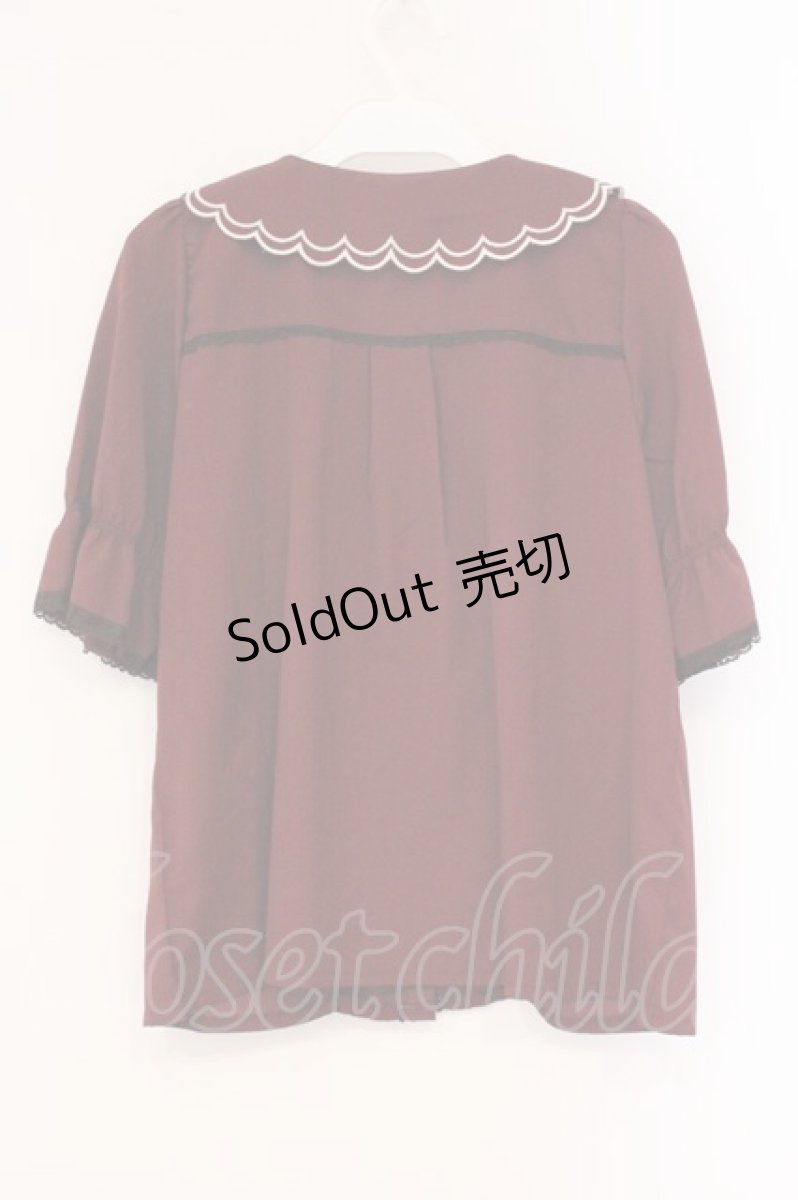 画像3: axes femme POETIQUE / 立体バラスカラップ襟半袖ブラウス M ワイン O-26-04-09-058-AX-BL-OW-OS (3)
