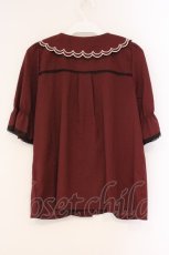 画像3: axes femme POETIQUE / 立体バラスカラップ襟半袖ブラウス M ワイン O-26-04-09-058-AX-BL-OW-OS (3)