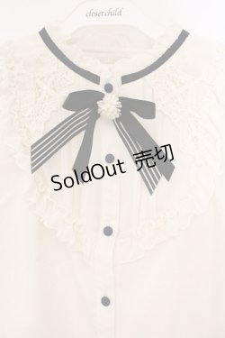 画像2: axes femme POETIQUE / 花ブローチ付プチスタンドブラウス M キナリ O-26-04-09-059-AX-BL-OW-OS