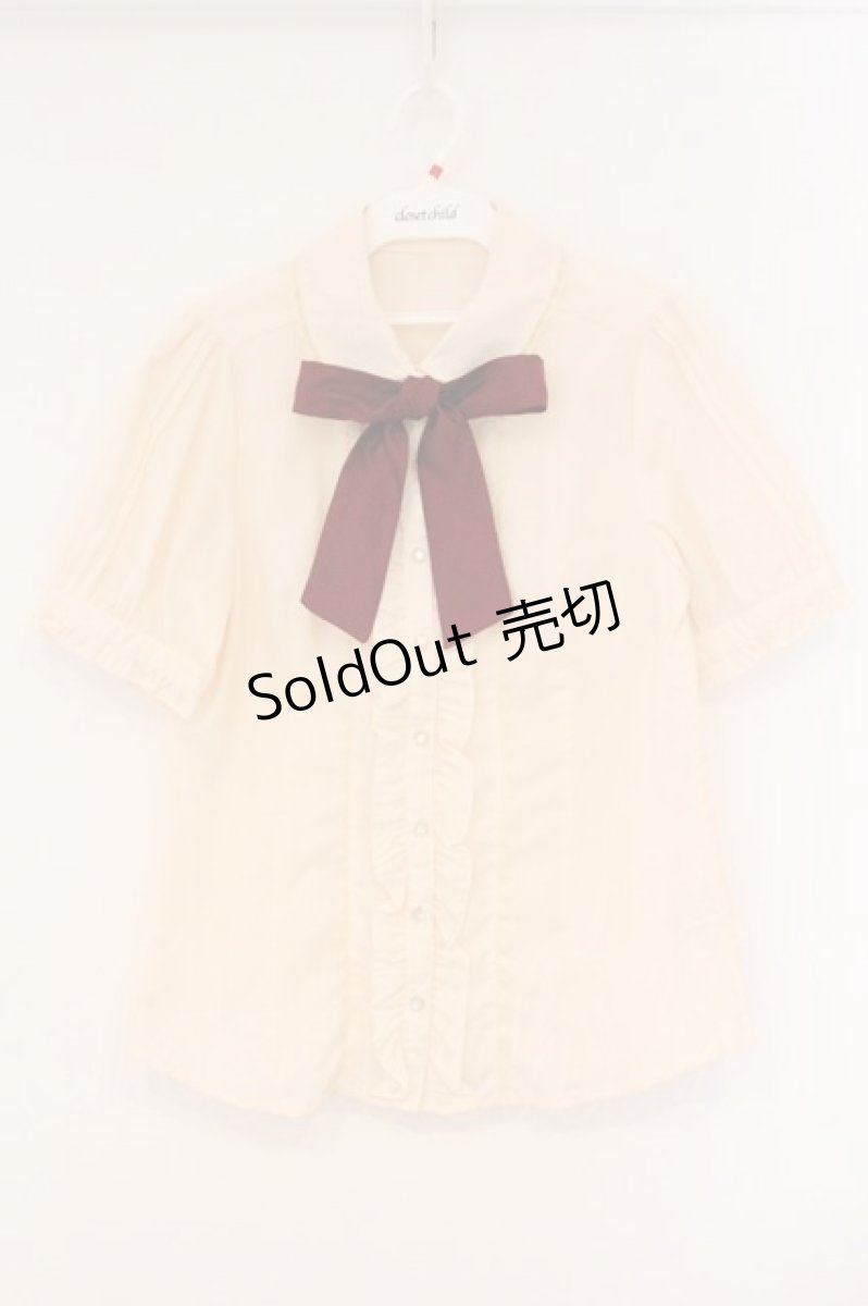 画像1: axes femme / リボン付半袖ブラウス M キナリ O-26-04-09-060-AX-BL-OW-OS (1)