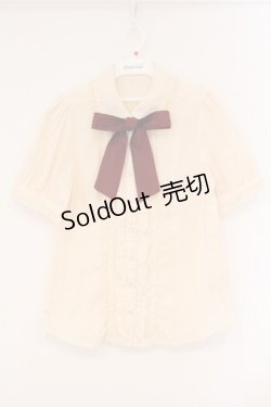 画像1: axes femme / リボン付半袖ブラウス M キナリ O-26-04-09-060-AX-BL-OW-OS