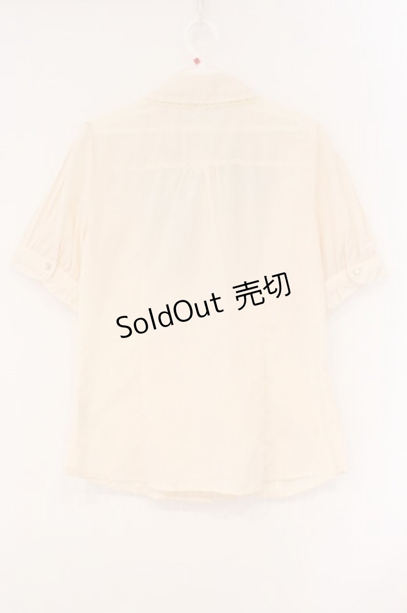 画像3: axes femme / リボン付半袖ブラウス M キナリ O-26-04-09-060-AX-BL-OW-OS (3)
