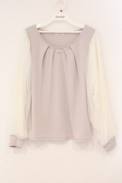 画像1: axes femme / ドットチュールスリーブカットソー M ラベンダー O-26-04-09-061-AX-TO-OW-OS