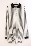NieR Clothing / 襟付きボーダーBIGカットソー F ホワイトｘブラック O-26-04-09-063-PU-TO-YM-OS