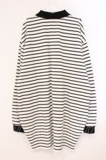画像3: NieR Clothing / 襟付きボーダーBIGカットソー F ホワイトｘブラック O-26-04-09-063-PU-TO-YM-OS (3)