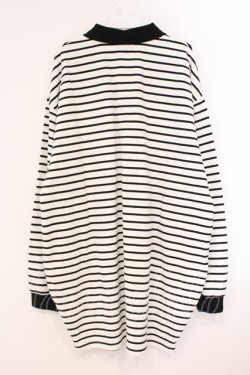 画像3: NieR Clothing / 襟付きボーダーBIGカットソー F ホワイトｘブラック O-26-04-09-063-PU-TO-YM-OS