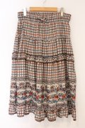 axes femme / パネル柄ロングスカート M ベージュ×ブラウン O-26-04-09-066-AX-SK-IG-OS