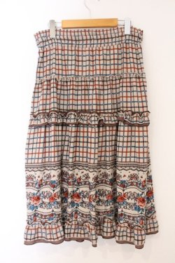 画像3: axes femme / パネル柄ロングスカート M ベージュ×ブラウン O-26-04-09-066-AX-SK-IG-OS