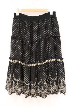 画像3: axes femme / 刺繍入りドットスカート  クロ O-26-04-09-071-AX-SK-IG-OS