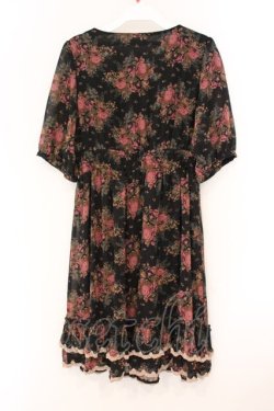 画像3: axes femme / 薔薇ブーケプリントウエストベルトデザインワンピース M クロ O-26-04-09-079-AX-OP-IG-OS