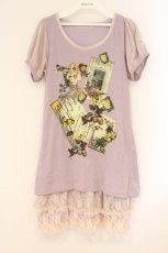 画像1: axes femme / カットソー花リース柄チュニ  ラベンダー O-26-04-09-087-AX-OP-IG-OS (1)