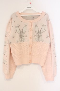 画像1: Candy Stripper / RABBIT FLOWER KNIT CARDIGAN（ラビットフラワーニットカーディガン）  ピンク O-26-04-09-013-PU-TO-IG-OS