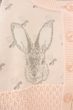 画像2: Candy Stripper / RABBIT FLOWER KNIT CARDIGAN（ラビットフラワーニットカーディガン）  ピンク O-26-04-09-013-PU-TO-IG-OS