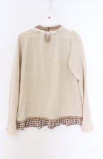 画像2: axes femme / 千鳥格子フリルレイヤード風トップス M ベージュ O-26-04-10-005-AX-TO-IG-OS (2)