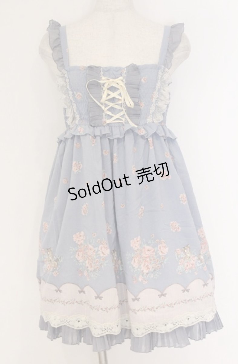 画像1: axes femme / ネコ花パネル柄ベアチュニック  サックス O-26-04-10-042-AX-OP-IG-OS (1)
