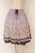 axes femme / 転写風花柄ハイウエストスカート  ラベンダー O-26-04-10-043-AX-SK-IG-OS