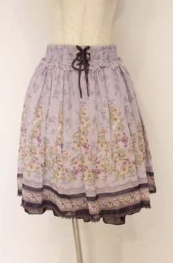 画像1: axes femme / 転写風花柄ハイウエストスカート  ラベンダー O-26-04-10-043-AX-SK-IG-OS