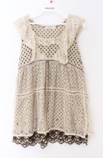 画像1: axes femme / チュールレイヤードドットタンクトップ  ベージュ O-26-04-10-006-AX-TO-IG-OS (1)