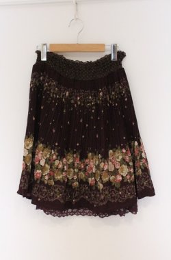 画像1: axes femme / パネル花柄スカート  ワイン O-26-04-10-045-AX-SK-IG-OS