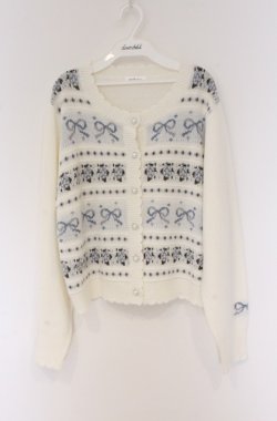 画像1: melume / TT*MAKローズJQCD mikiコラボ 乙女の花園カーディガン LL シロ×ブルー O-26-04-10-047-0-TO-IG-OS