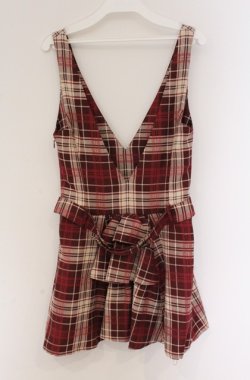 画像2: NO.S PROJECT / チェックボックスプリーツワンピース  ワイン O-26-04-10-048-LO-OP-IG-OS