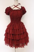 Pina sweetcollection / シフォンフリルワンピース  ワイン O-26-04-10-049-LO-OP-IG-OS
