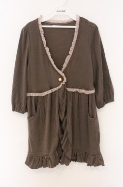 画像1: axes femme / フリルニットミディボレロ  ブラウン O-26-04-10-007-AX-TO-IG-OS