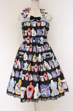 画像1: Angelic Pretty / Sunny Smile Laundryジャンパースカート  クロ O-26-04-10-059-AP-OP-OW-OS